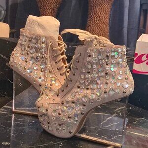 Jeffery Campbell  Wedge clear suede boot